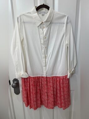 Diane Von Furstenberg White Top with Red Printed Skirt Dress
